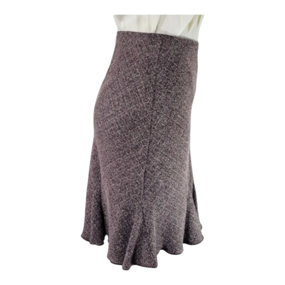 Tweed Flared Mini Skirt Brown & Cream A-Line Skirt Womens Size 14 - Picture 3 of 6